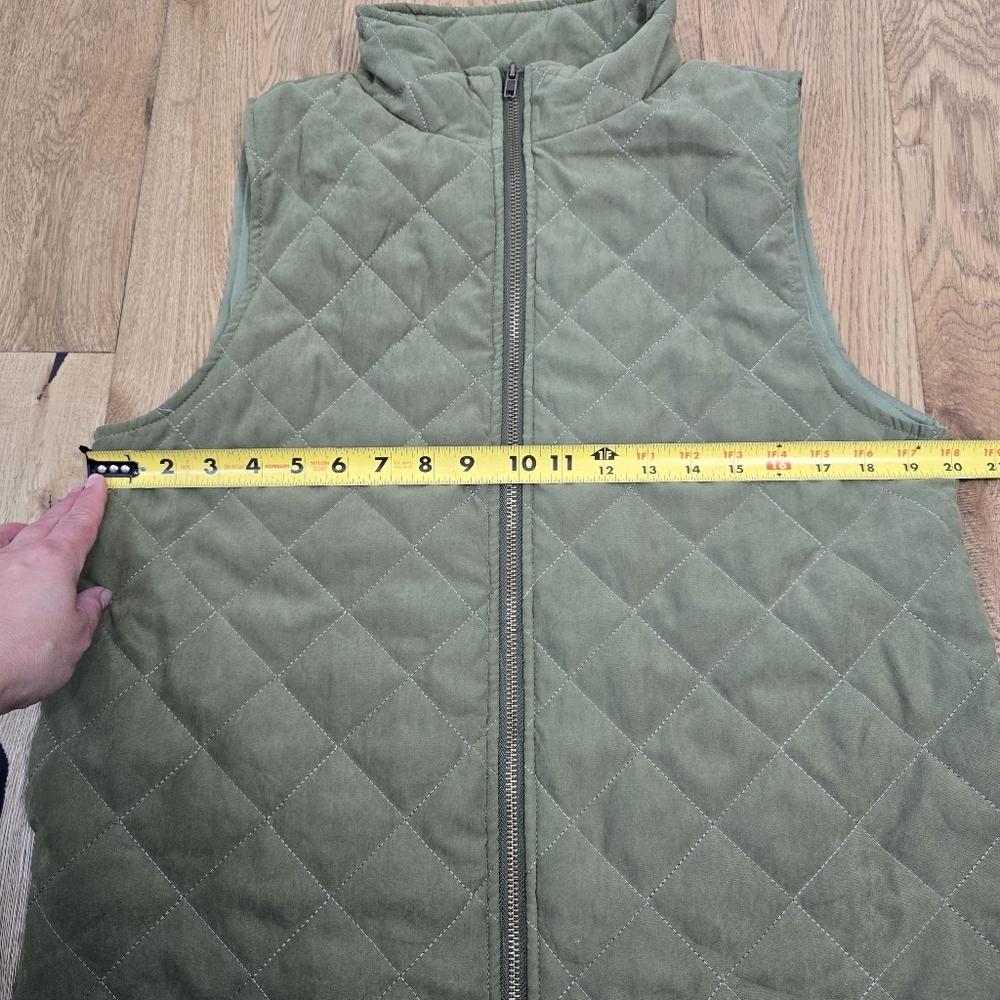 Umgee Olive Green Quilted Zip Up Vest Medium - Picture 6 of 11
